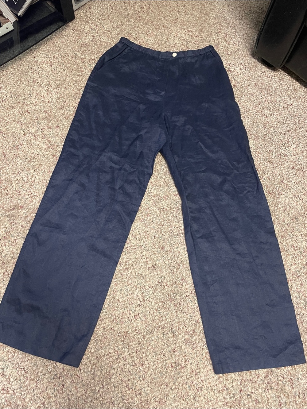 Evan picone 100% ramie Navy wide Leg Pants- new